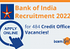 Bank of India Recruitment 2022: Apply Online for 484 Credit Officer Vacancies!